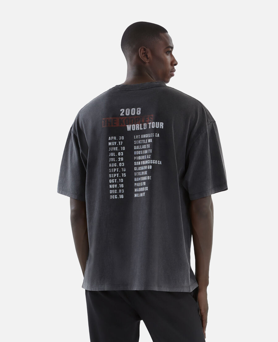 The Kooples MEN BLACK WASHED black screen-printed t-shirt