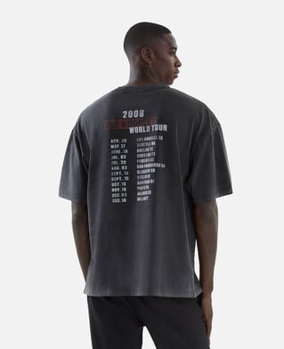 The Kooples MEN BLACK WASHED black screen-printed t-shirt
