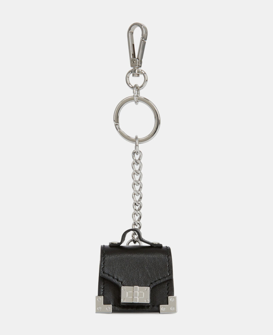 porte-clés emily en cuir noir