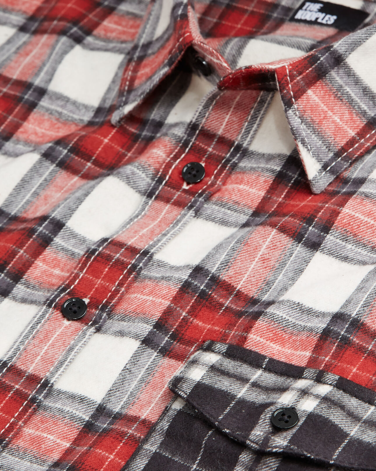 The Kooples MEN RED overshirt with classic collar and check motif