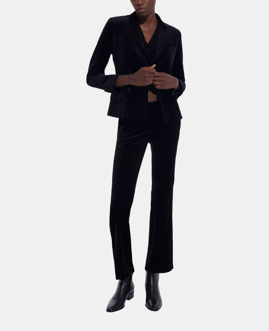 schwarze anzujacke aus velours