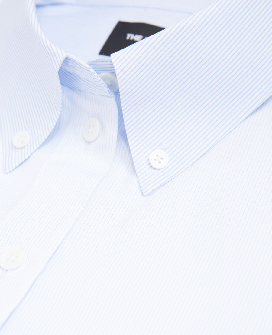 white and blue striped cotton shirt