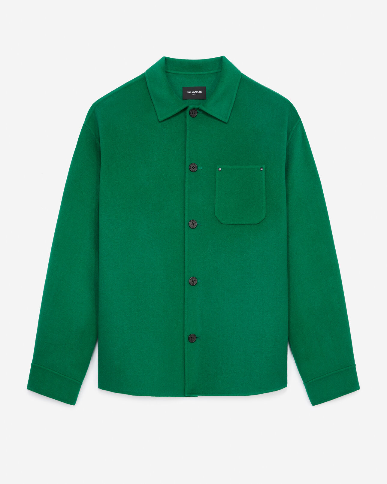 The Kooples HOMME GREEN chemise laine vert coupe droite