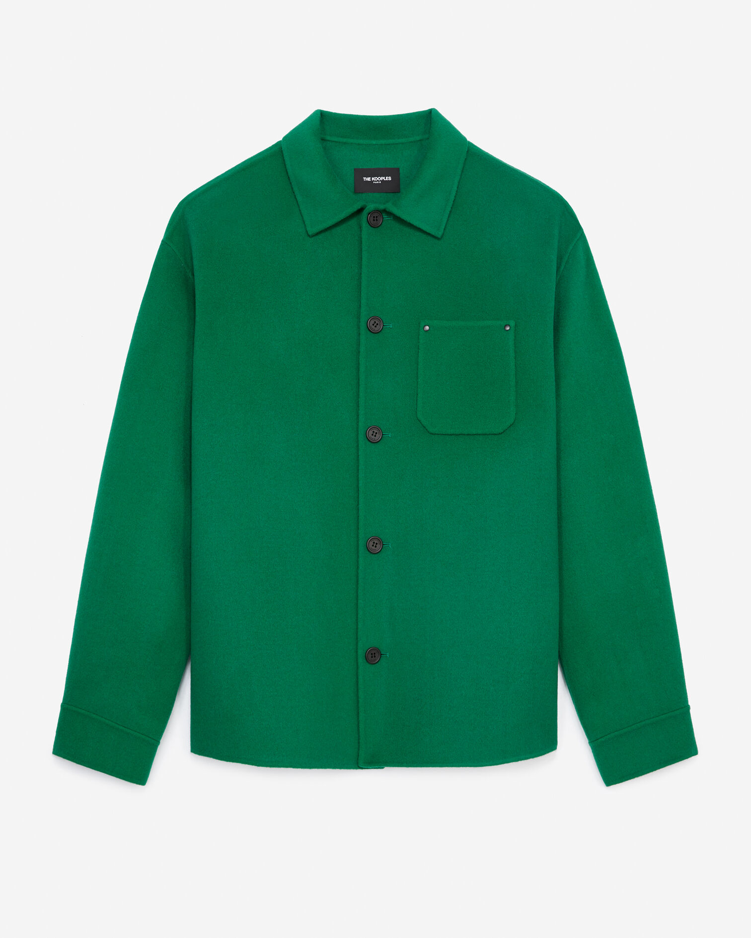 Chemise laine vert coupe droite, GREEN, hi-res image number null