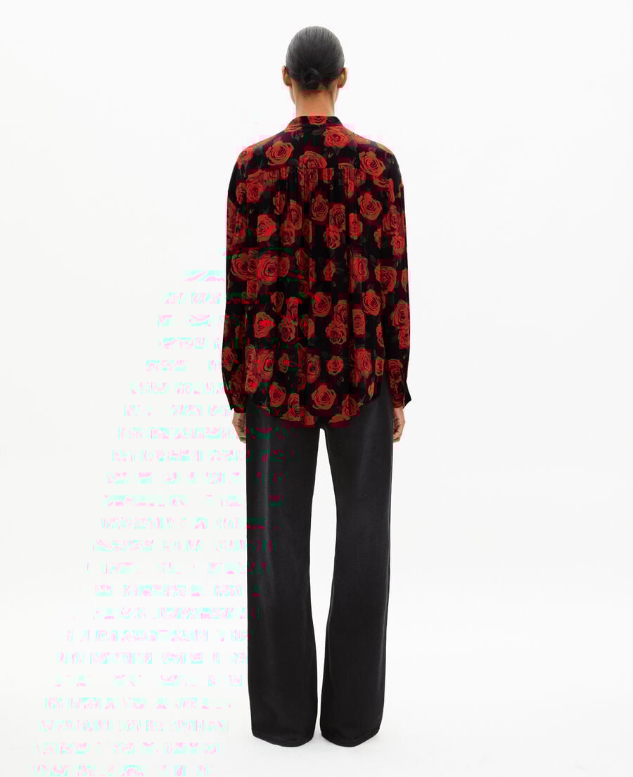 The Kooples DAMEN BLACK - RED weites hemd mit blumendruck schwarz