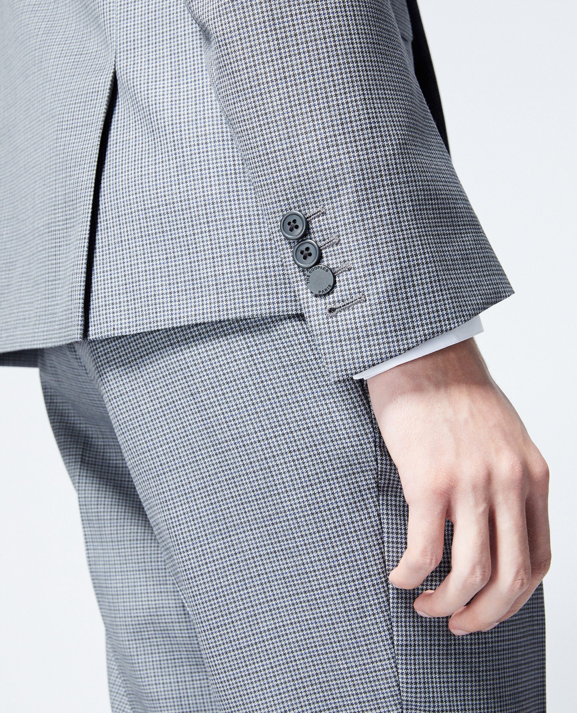 Grey wool jacket with houndstooth motif, GREY, hi-res image number null