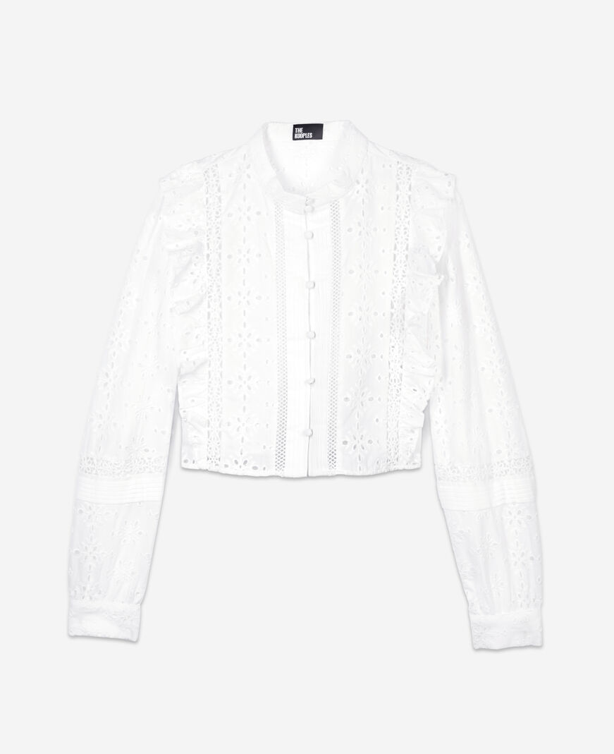 The Kooples F WHITE white shirt with english embroidery
