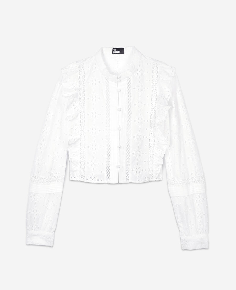 The Kooples WOMEN WHITE white shirt with english embroidery