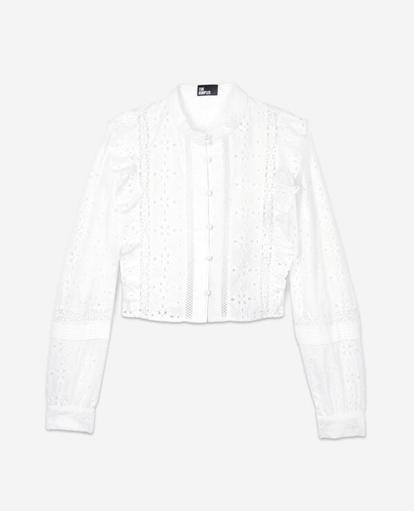 The Kooples MUJER WHITE camisa blanca bordado inglés