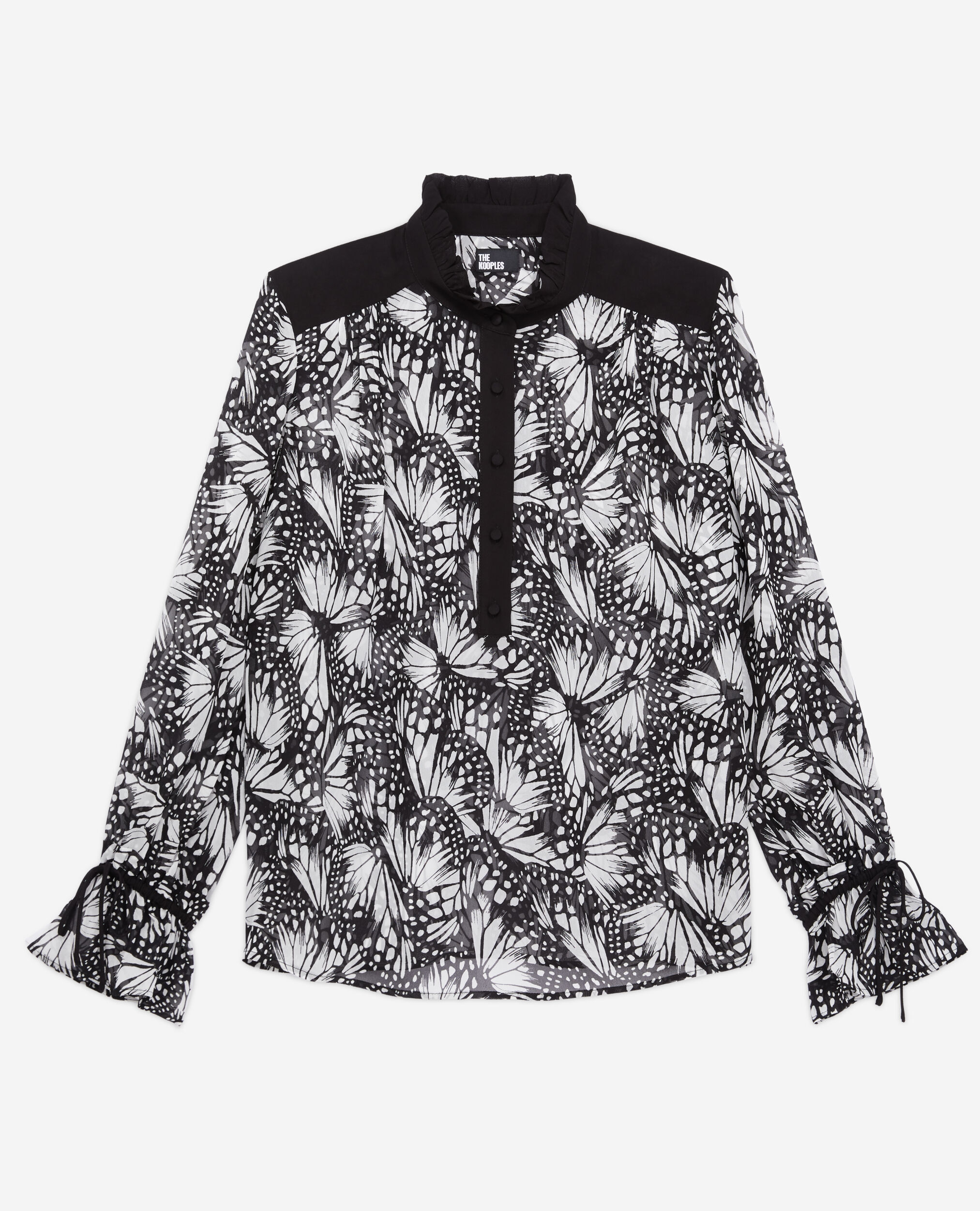 Top estampado detalles contraste, BLACK WHITE, hi-res image number null