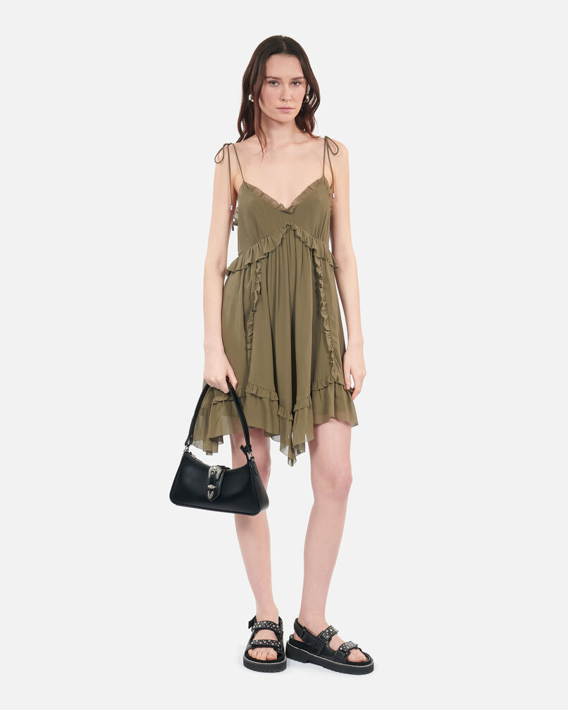 The Kooples MUJER KAKI vestido corto caqui seda