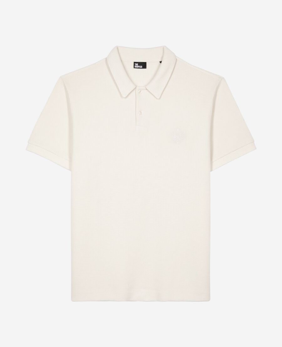 The Kooples H ECRU honeycomb polo shirt with ecru crest