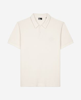 The Kooples H ECRU honeycomb polo shirt with ecru crest