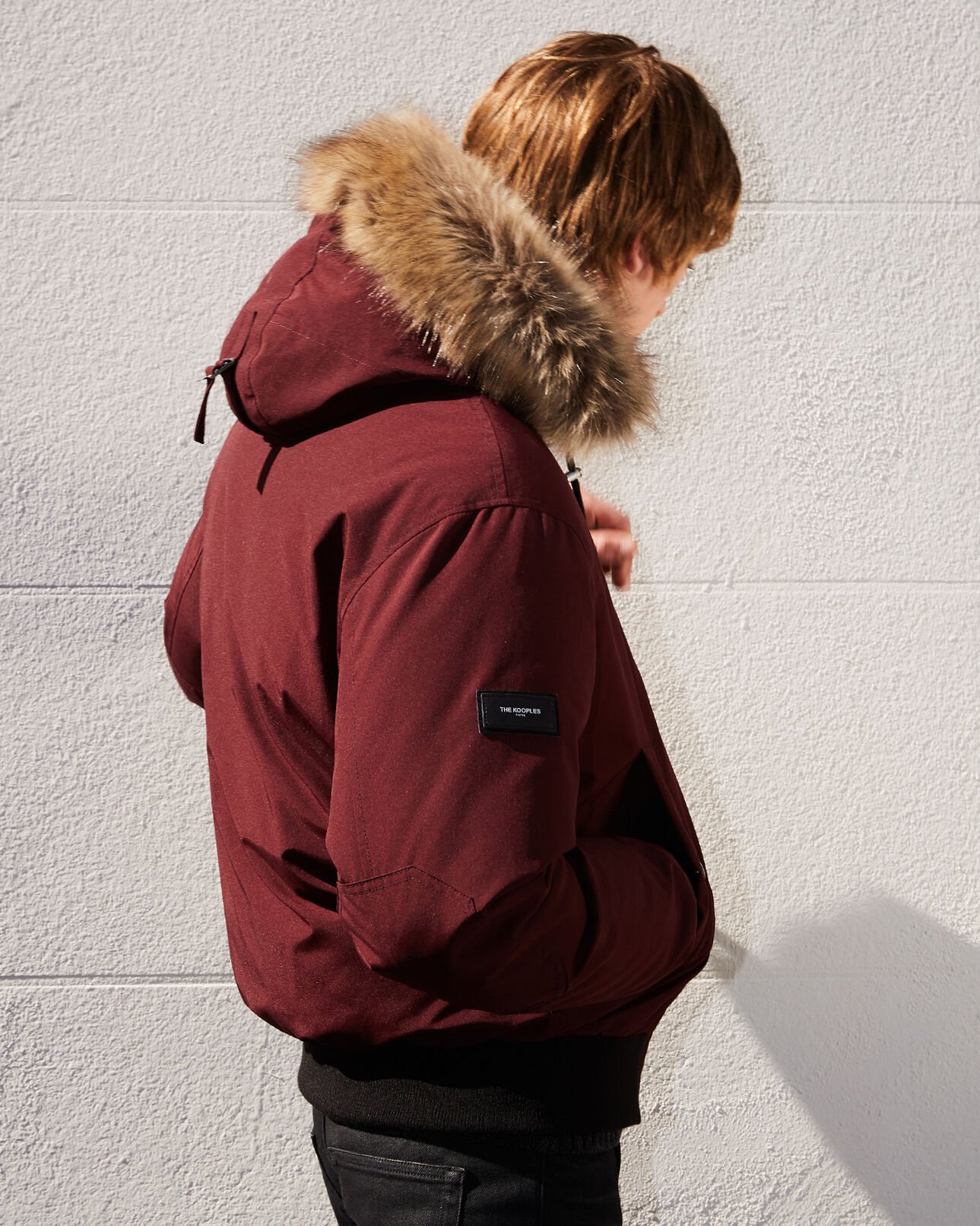 The Kooples HOMBRE BURGUNDY anorak corto burdeos nailon con capucha