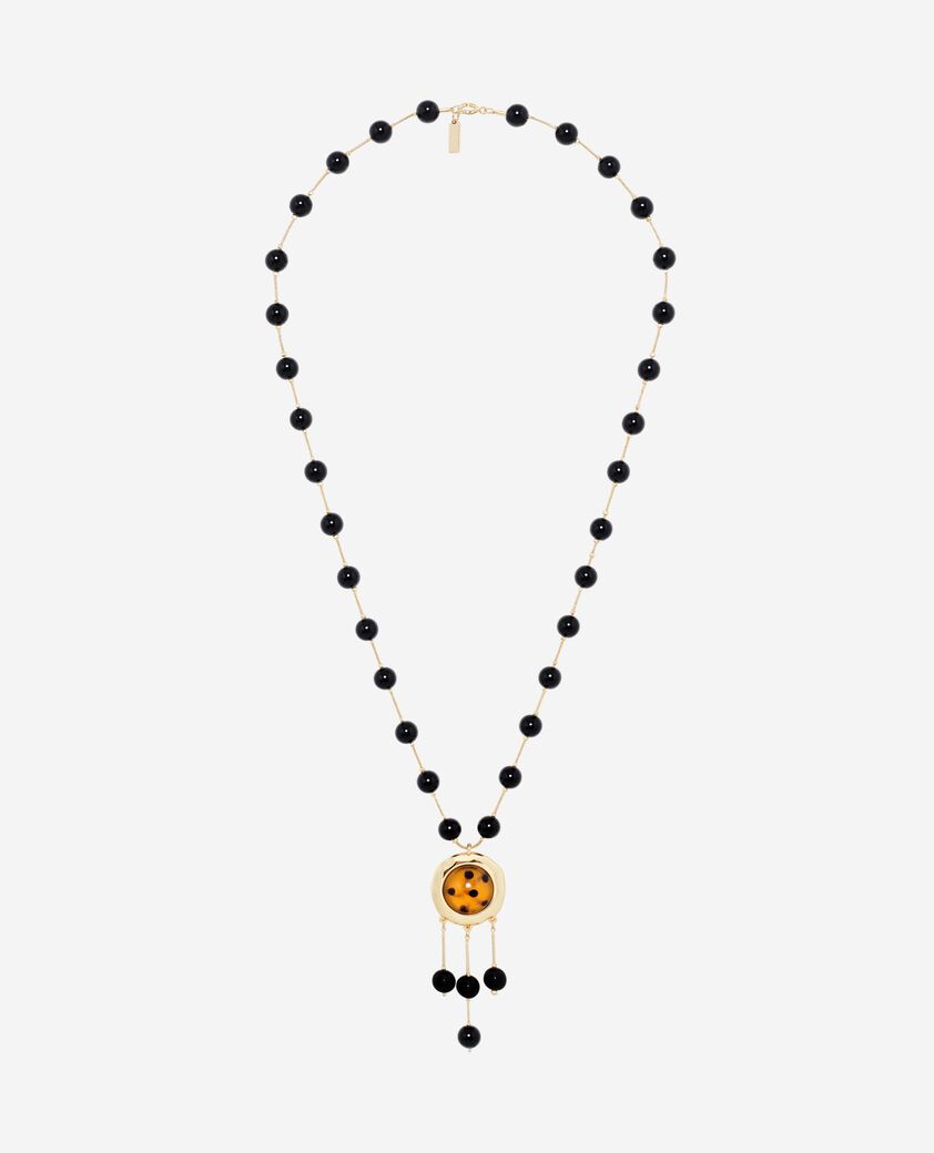 The Kooples MUJER GOLD collar de perlas negras y colgante