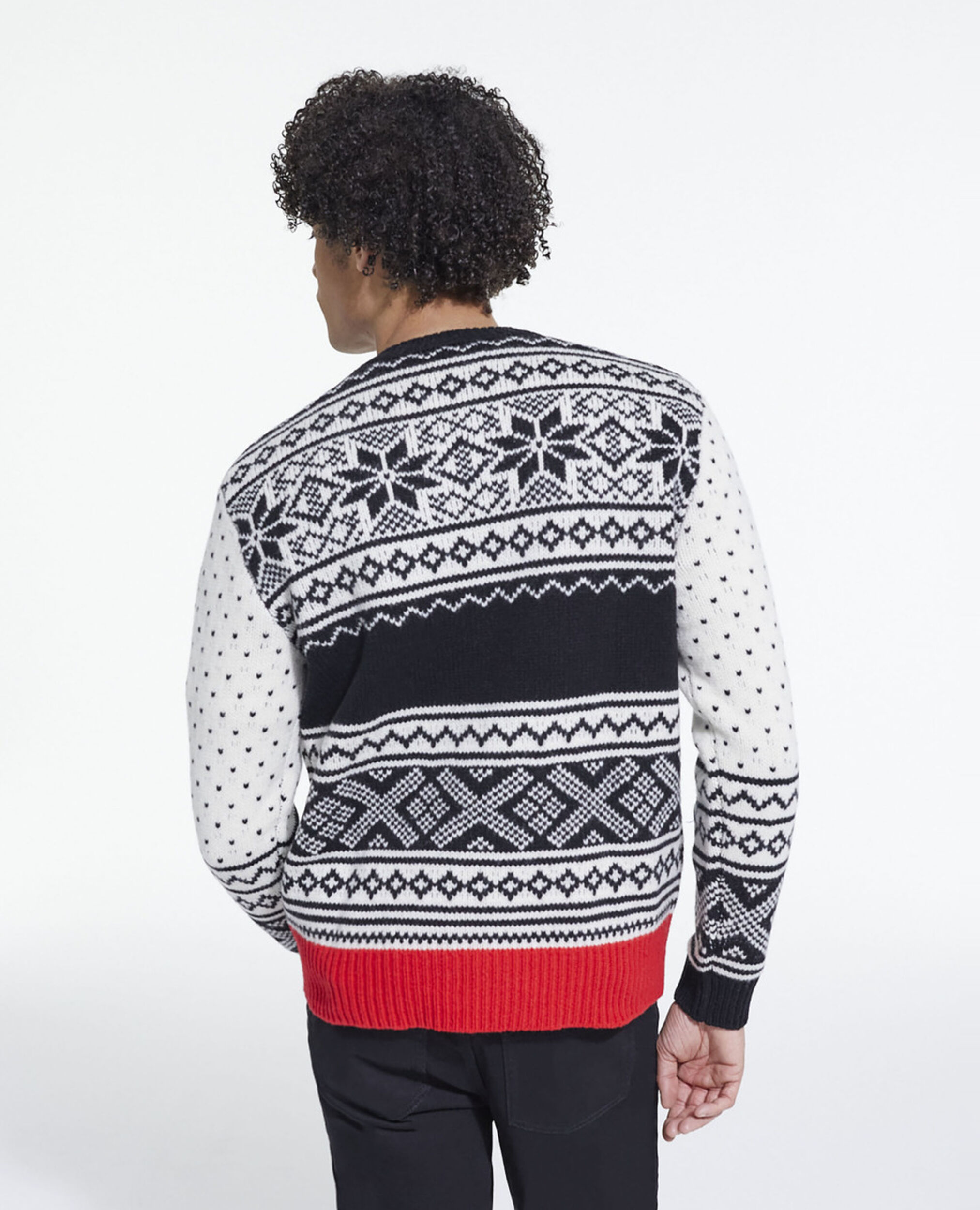 Patterned wool sweater, BLACK RED OFF WHITE, hi-res image number null