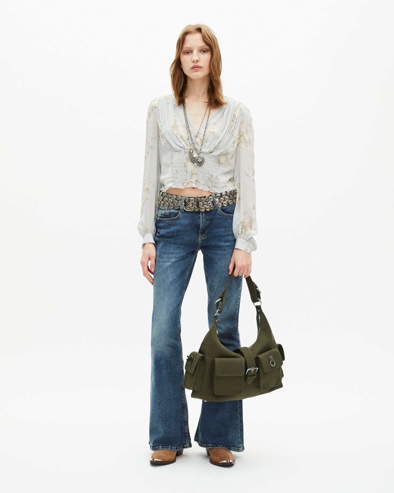 The Kooples FEMME KAKI sac amelia xl en canvas kaki