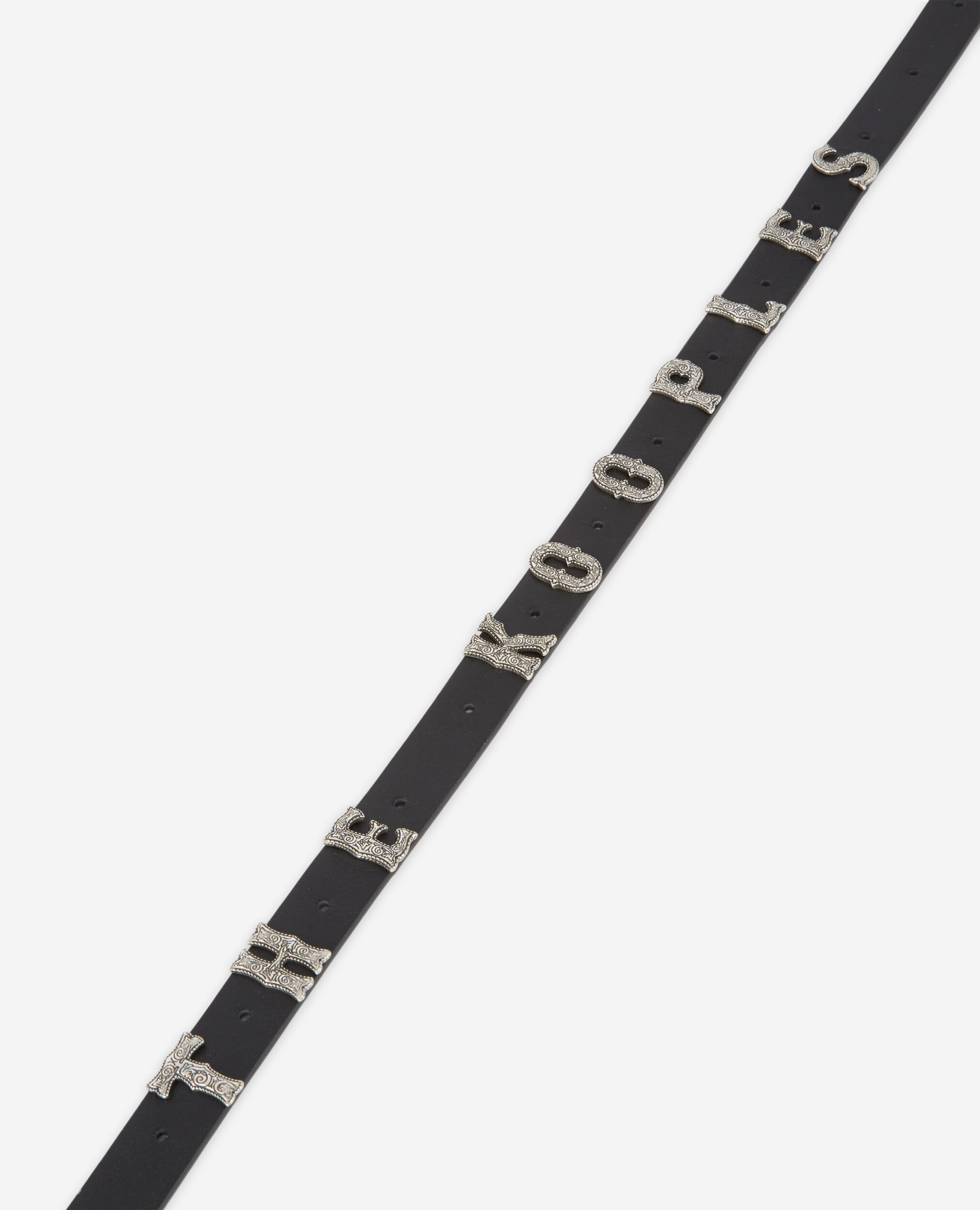 Thin black belt with logo and Western style buckle The Kooples