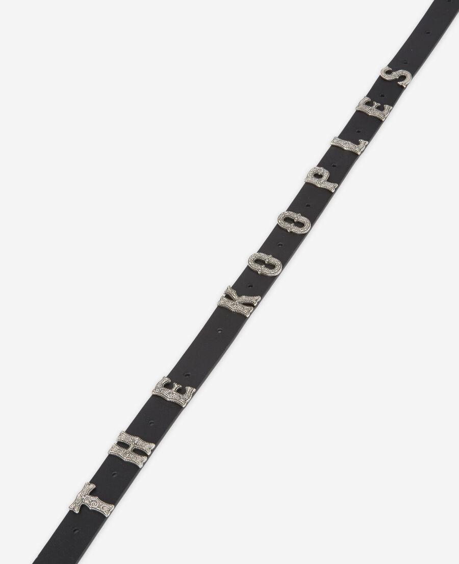 ceinture fine noire avec logo et boucle western