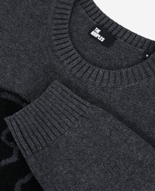 The Kooples HOMME ANTHRACITE MELANGE pull t&ecirc;te de mort gris fonc&eacute;