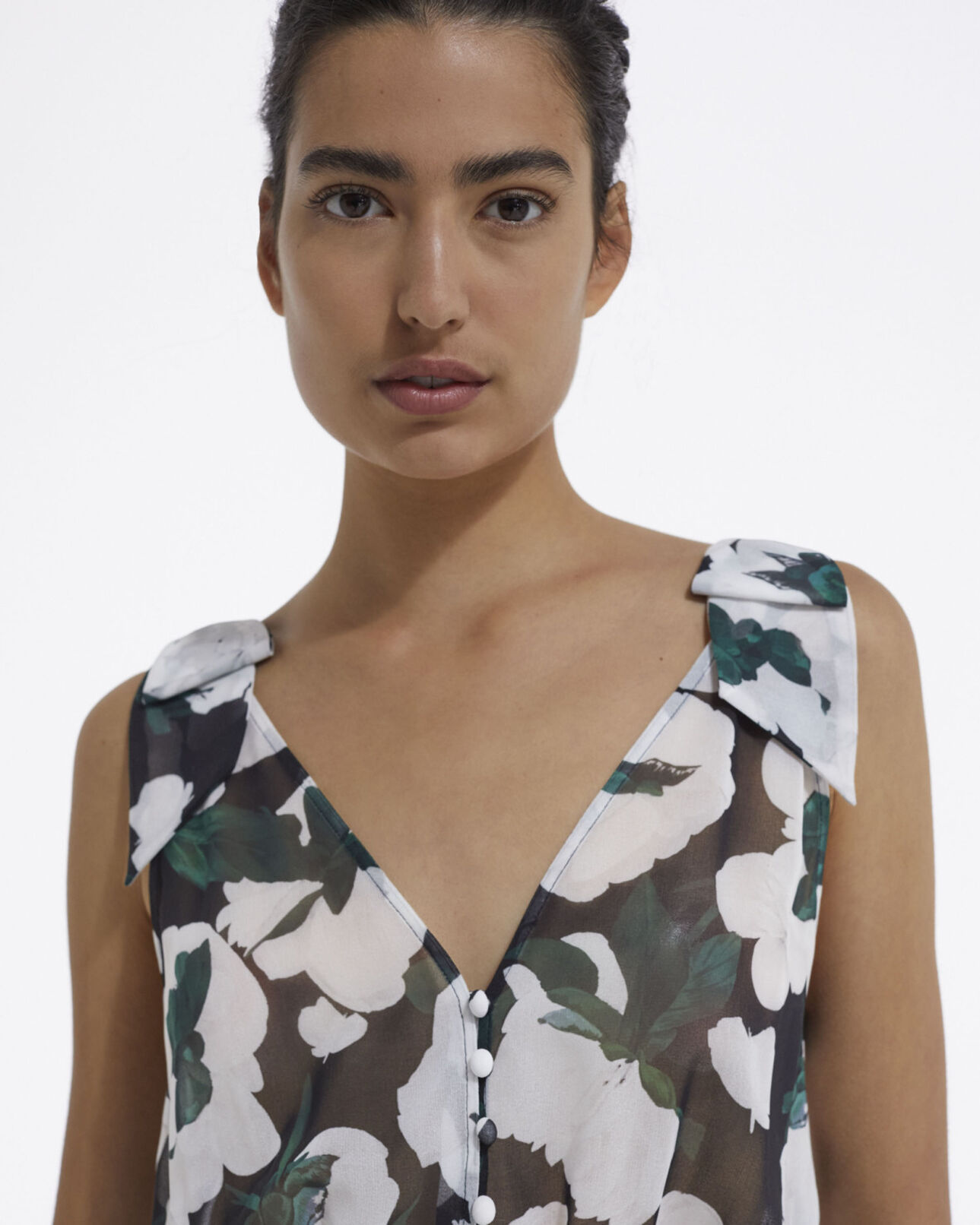 The Kooples FEMME ECRU robe longue fleurie