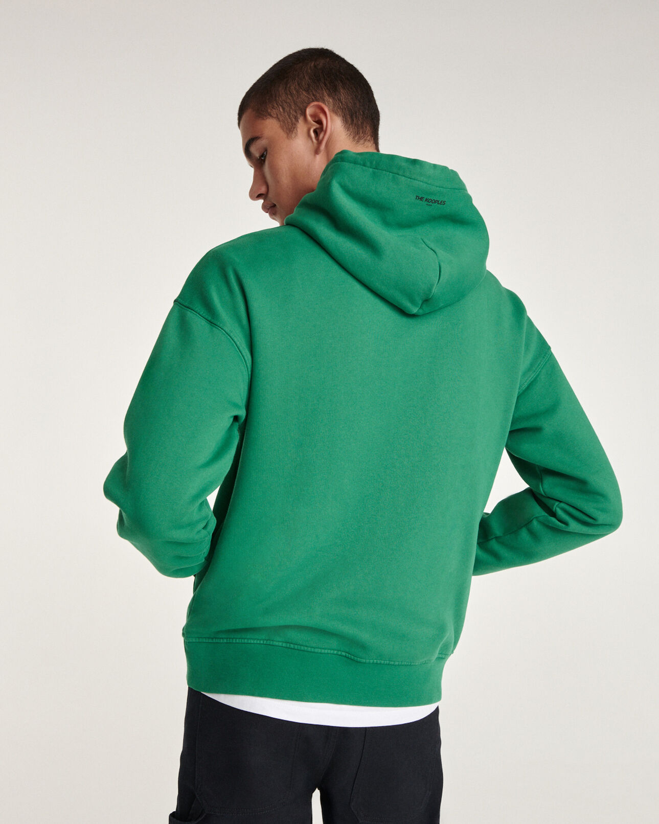 The Kooples HOMME GREEN sweat capuche vert coton à logo