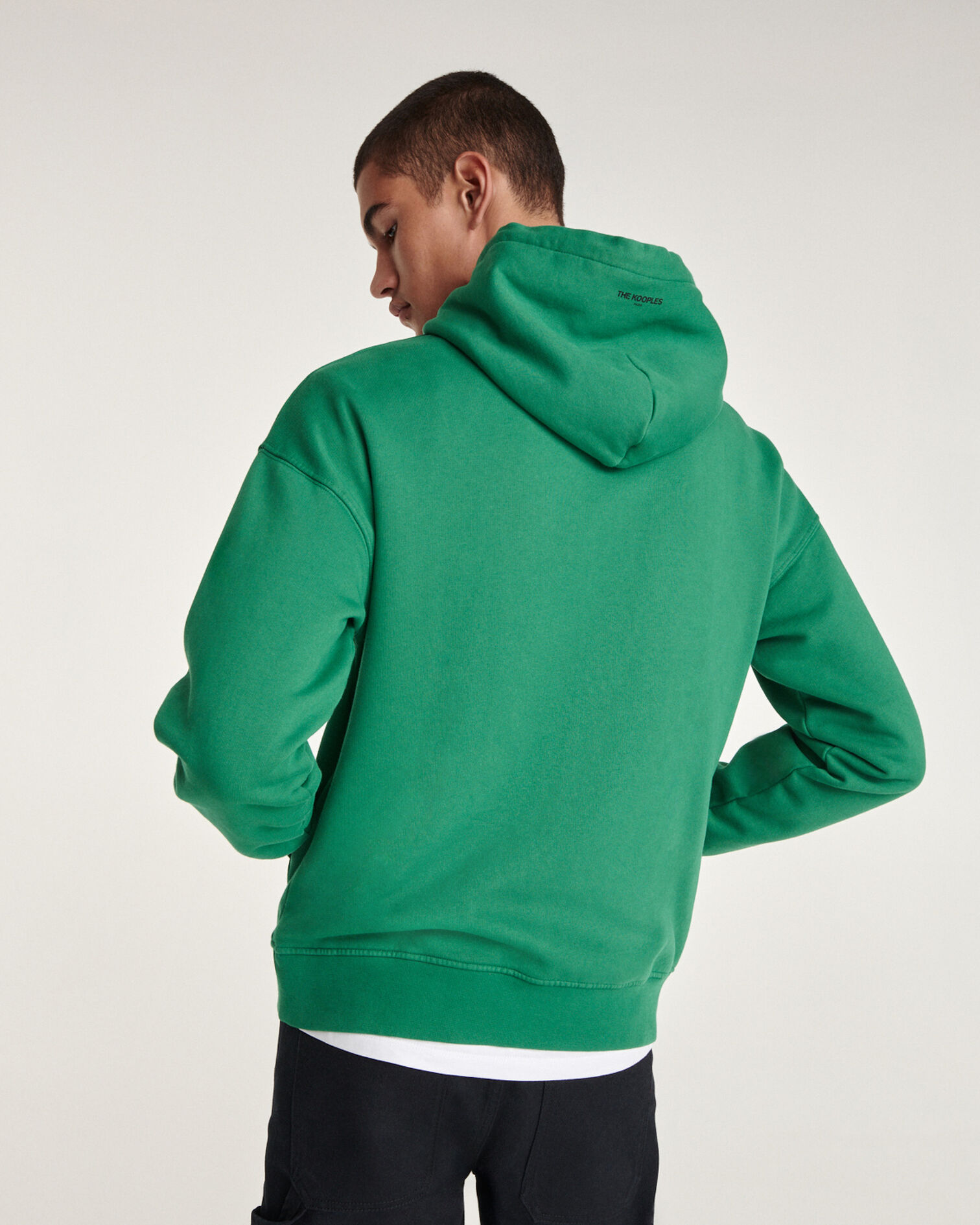 Sweat capuche vert coton à logo, GREEN, hi-res image number null