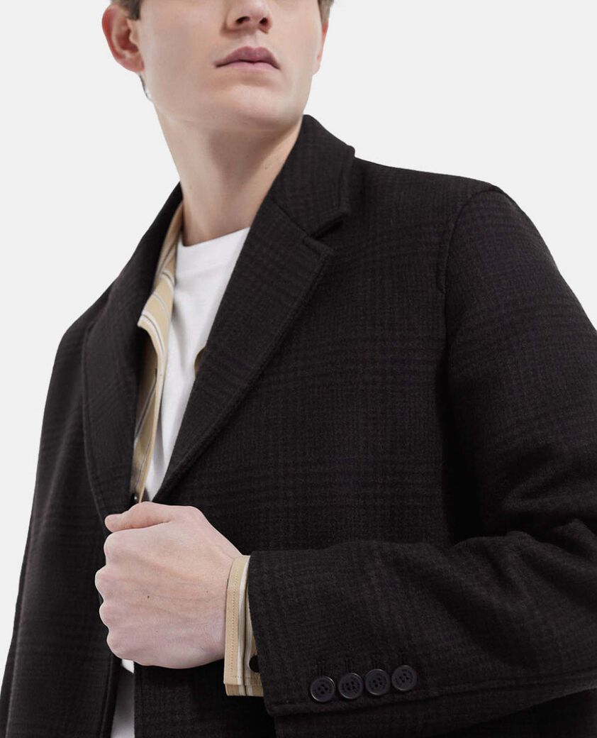 The Kooples HERREN BLACK BROWN mantel braun und schwarz kariert lang