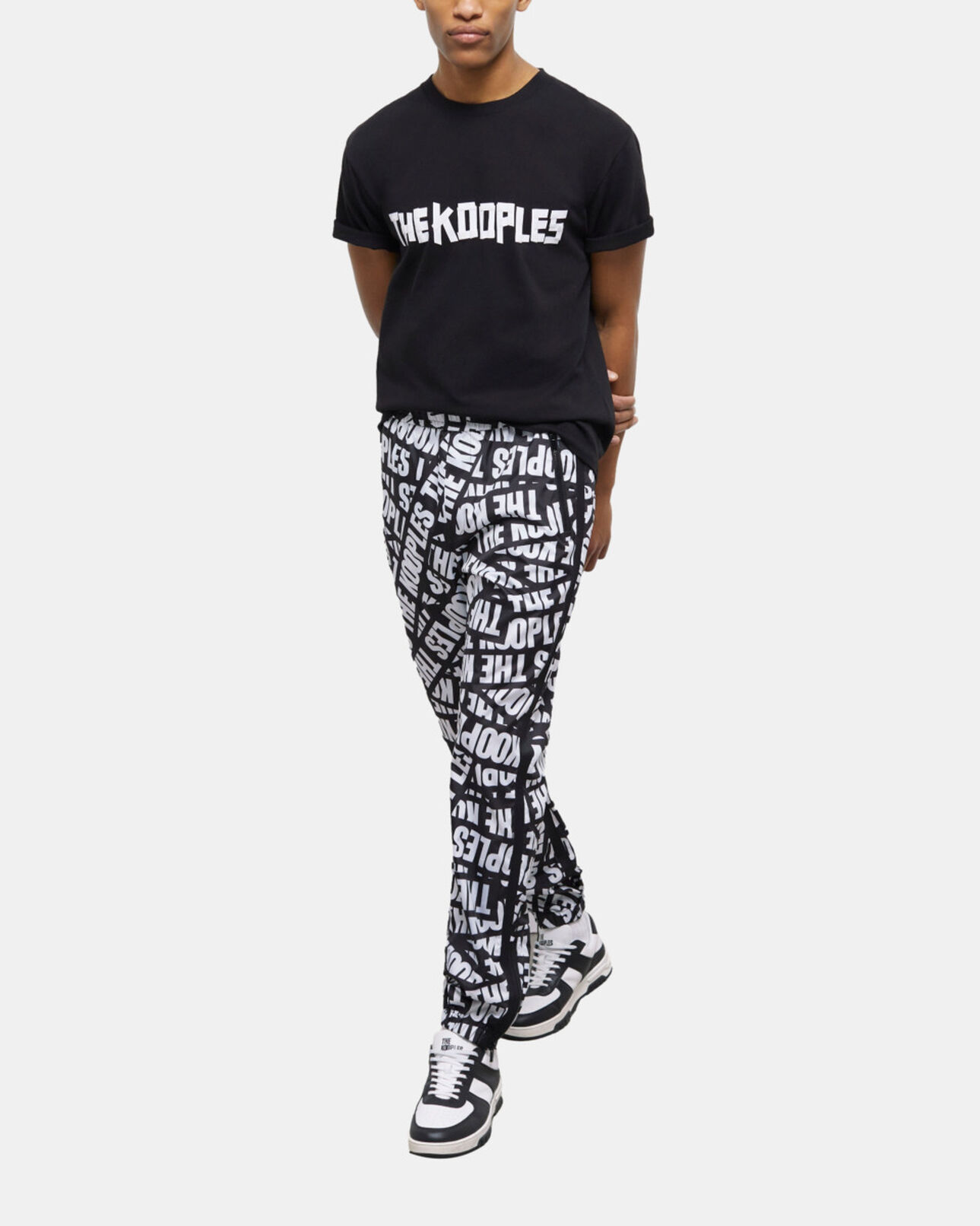 The Kooples HERREN BLACK / WHITE jogginghose mit logo-tape