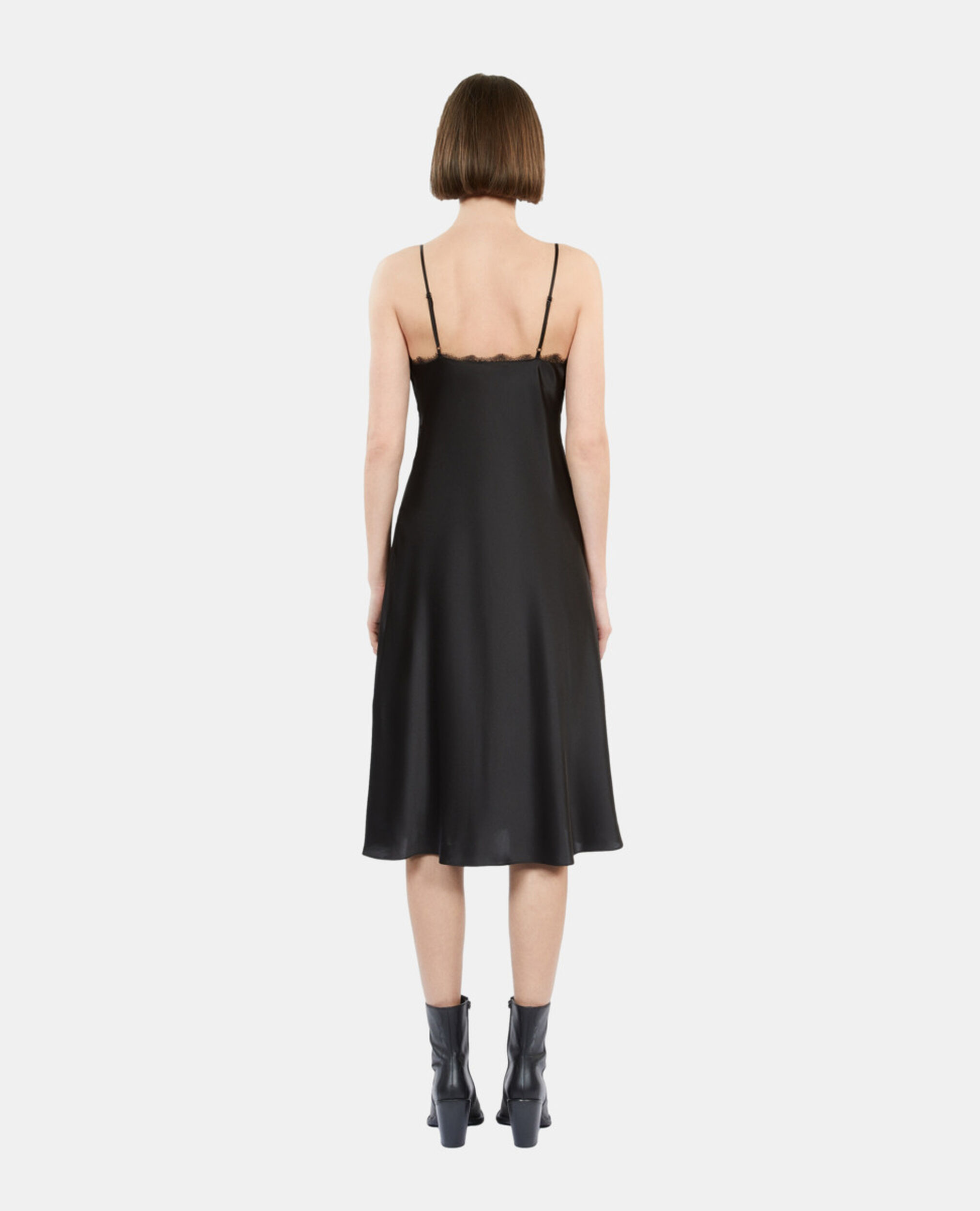 Short black silk slip dress, BLACK, hi-res image number null
