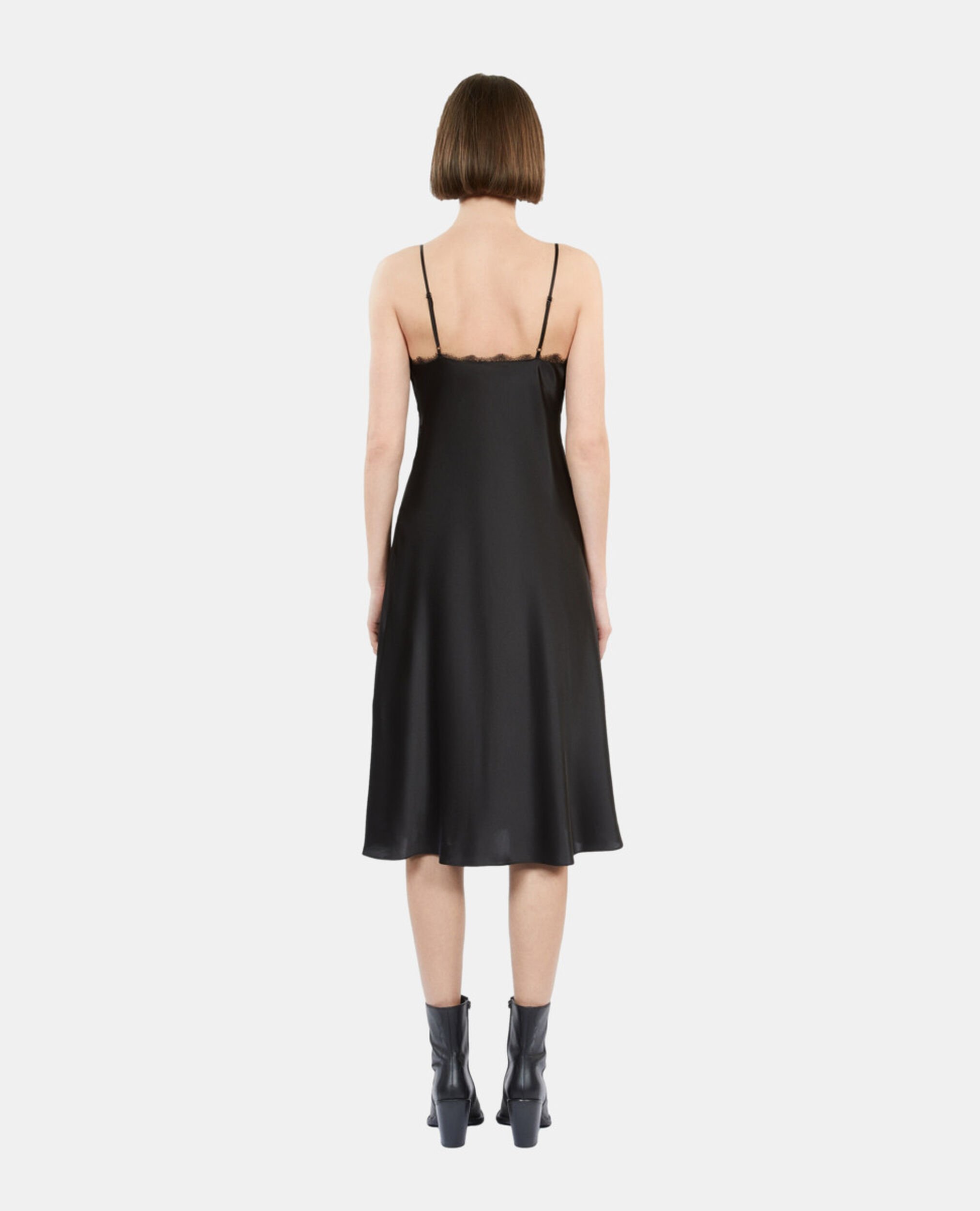 Short black silk slip dress, BLACK, hi-res image number null