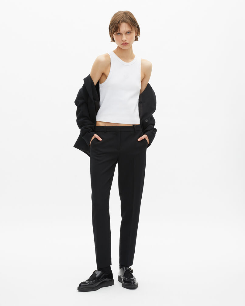 The Kooples FEMME BLACK pantalon tailleur en crêpe noir coupe droite