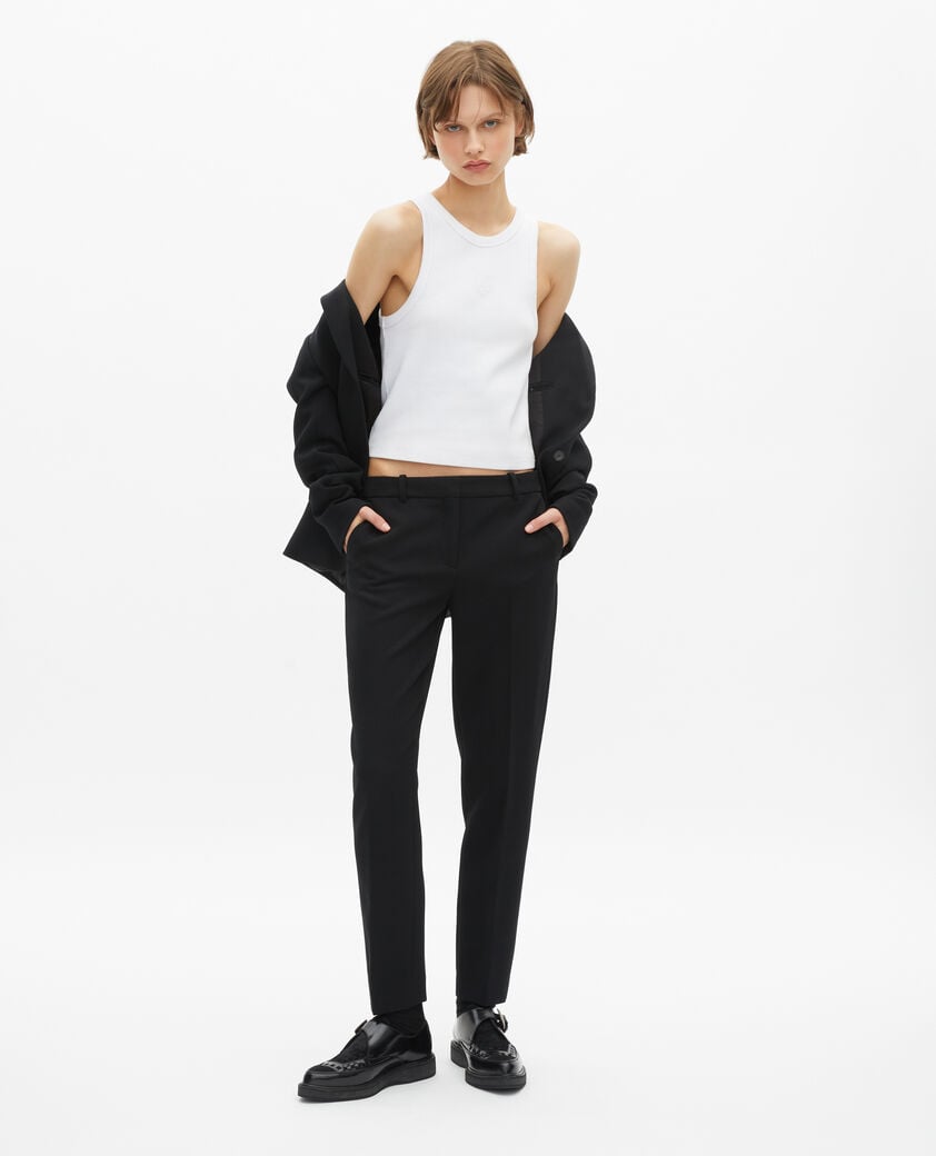 The Kooples FEMME BLACK pantalon tailleur en crêpe noir coupe droite
