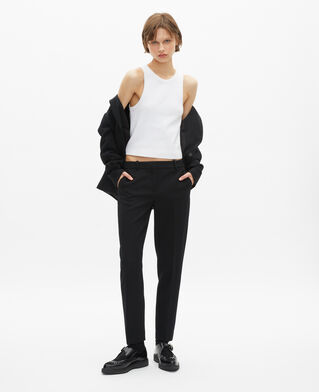 The Kooples WOMEN BLACK black crepe tailored pants, straight cut