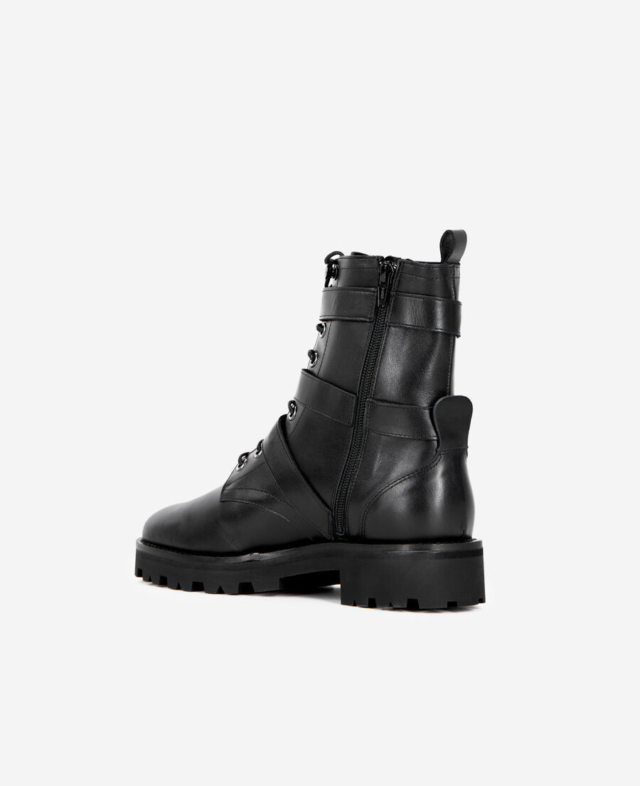 black leather ranger ankle boots
