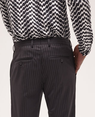 The Kooples MEN BLACK GREY striped wool suit pants