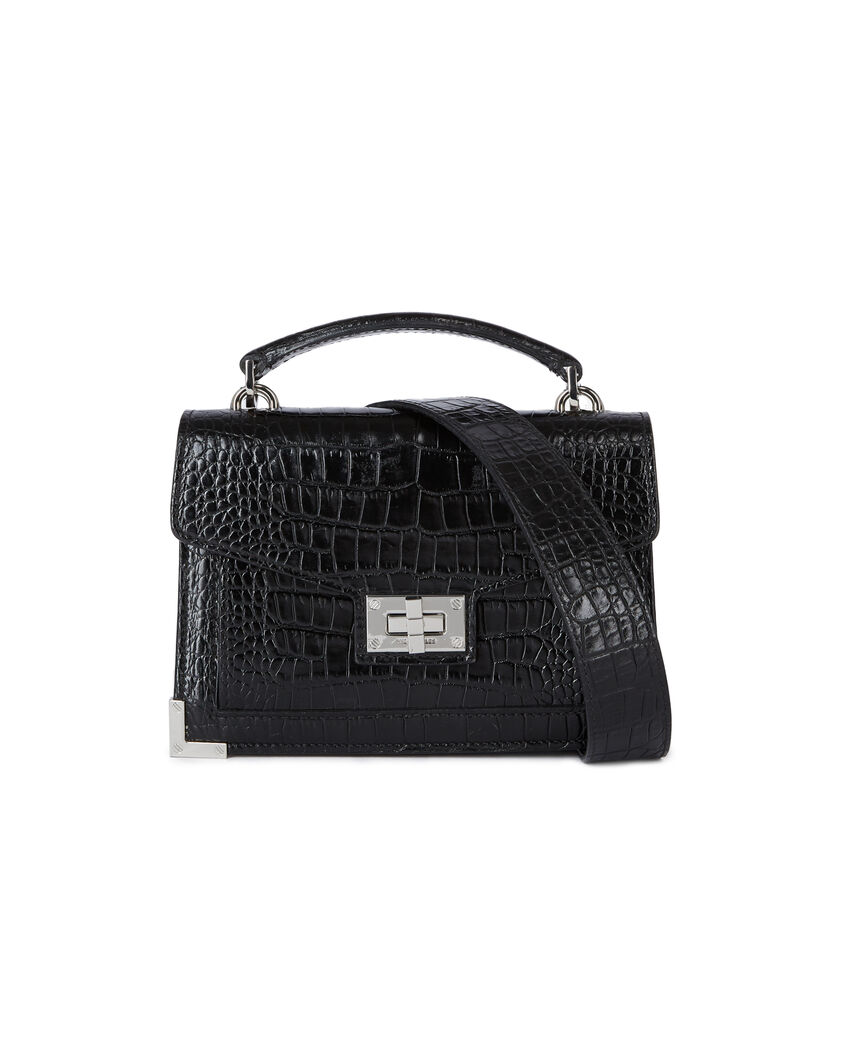 The Kooples FEMME BLACK sac emily small effet crocodile en cuir noir
