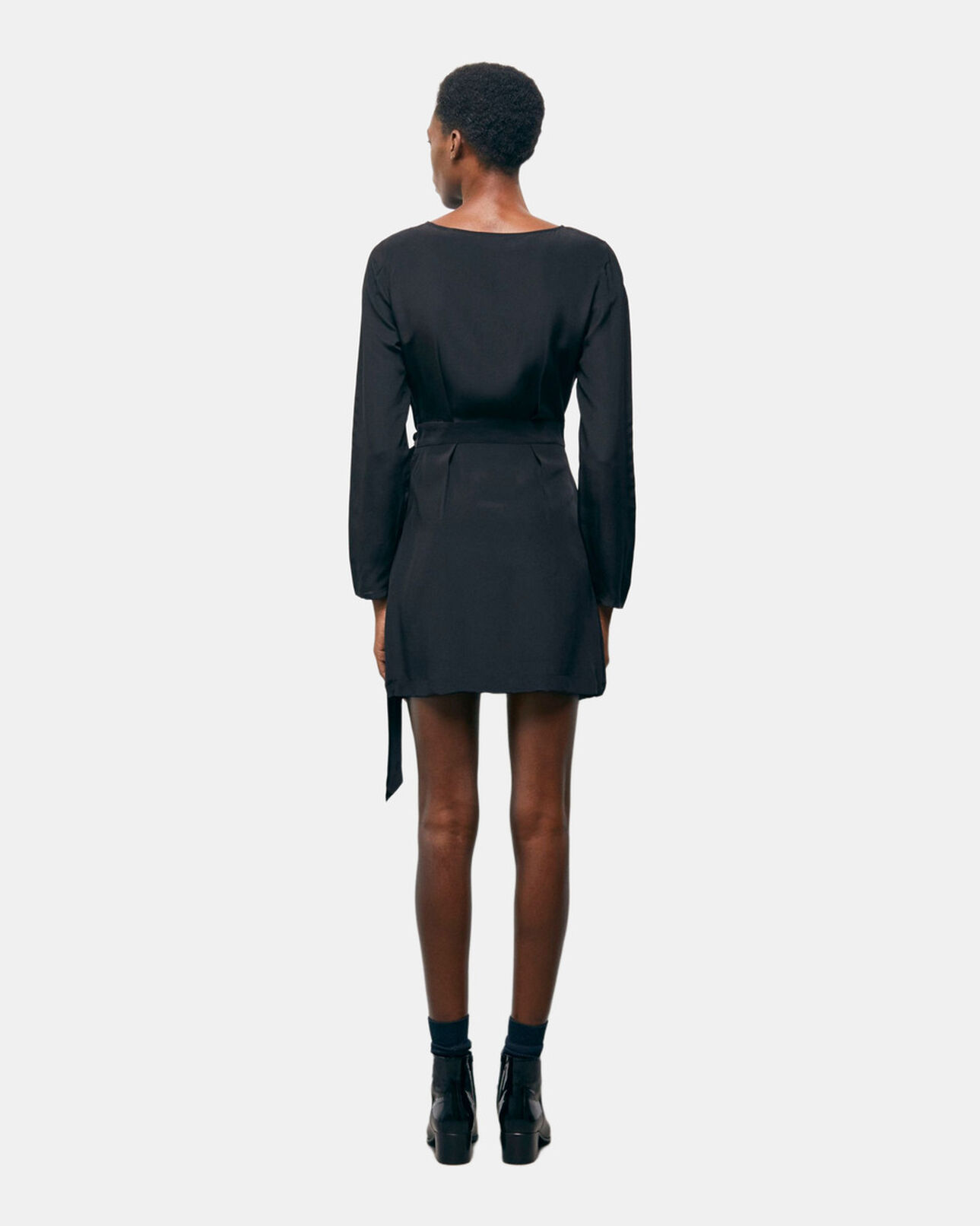 The Kooples DAMEN BLACK kurzes schwarzes seidenkleid