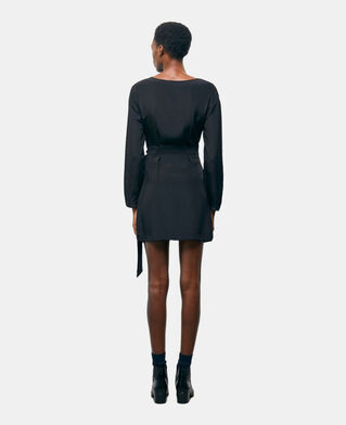 The Kooples DAMEN BLACK kurzes schwarzes seidenkleid