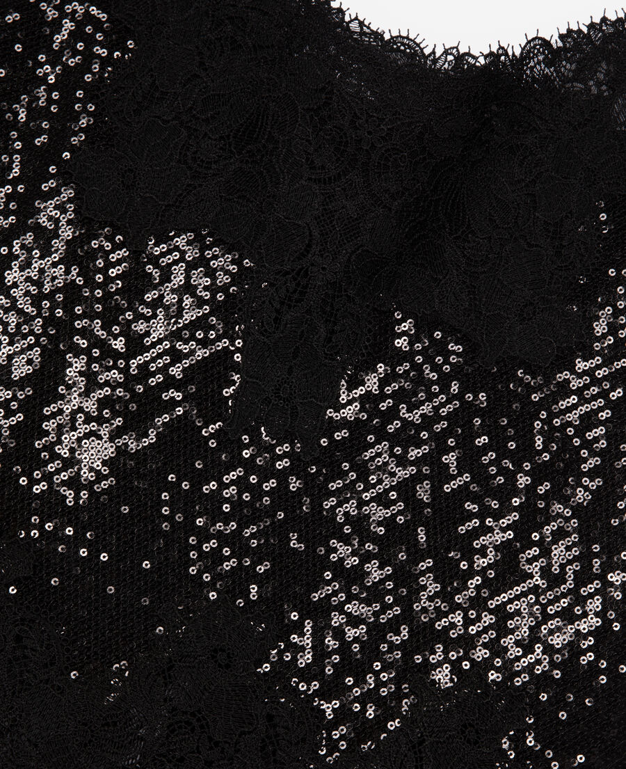 The Kooples WOMEN BLACK black sequin and lace camisole