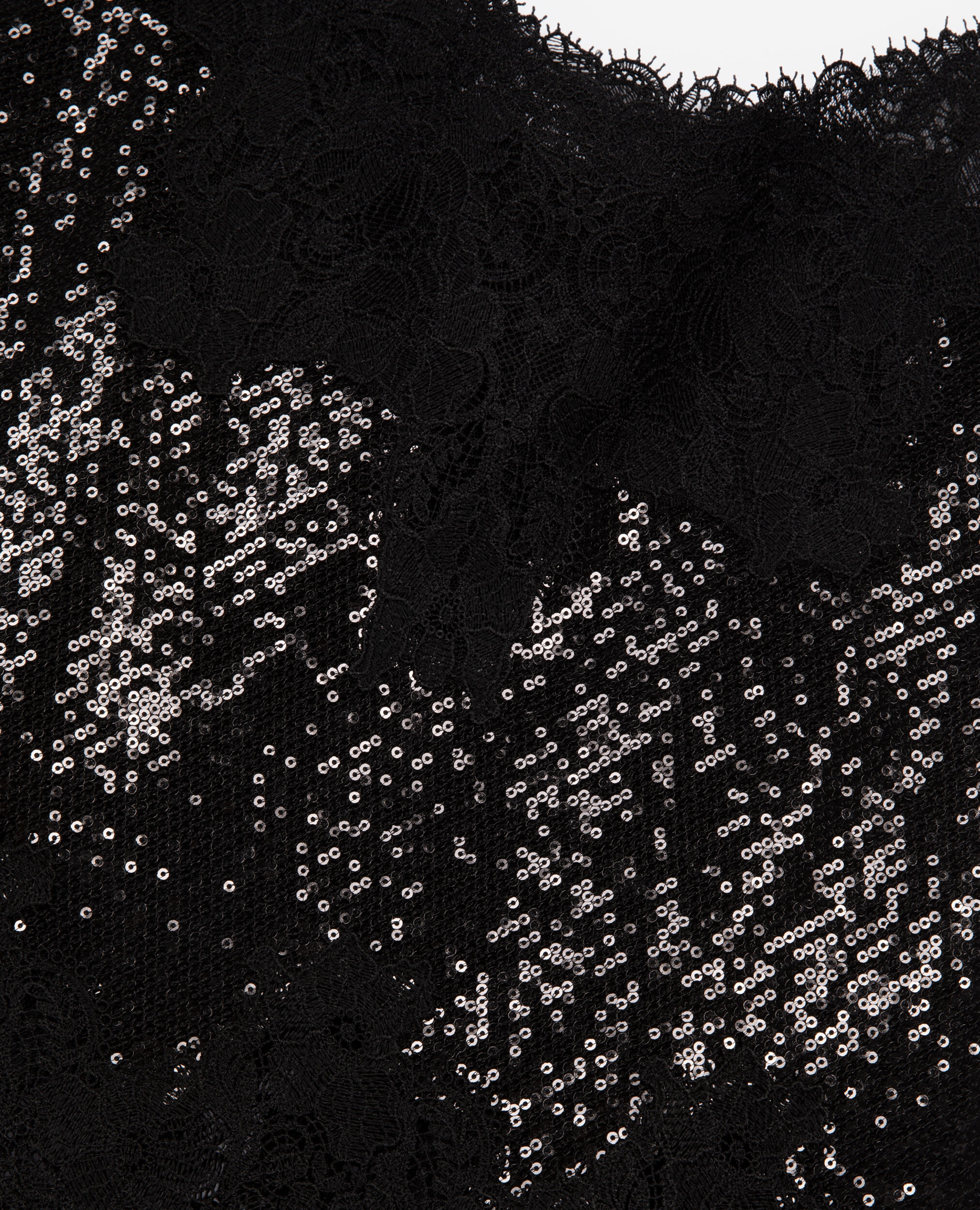 Schwarzes Camisole mit Pailletten und Spitze, BLACK, hi-res image number null