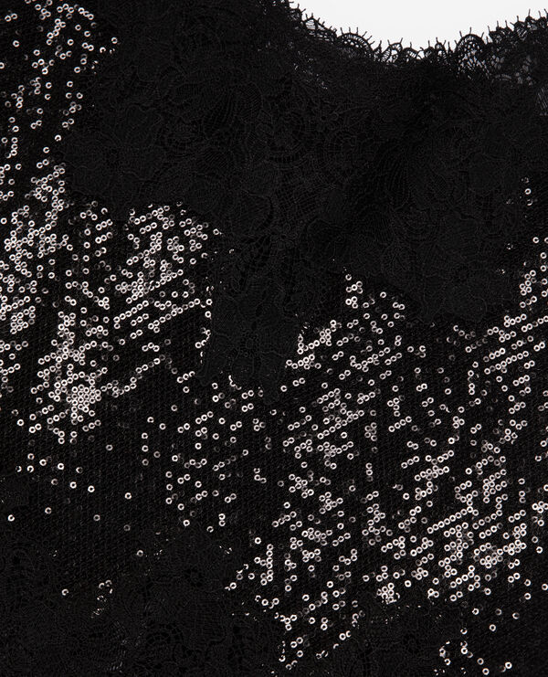 The Kooples WOMEN BLACK black sequin and lace camisole