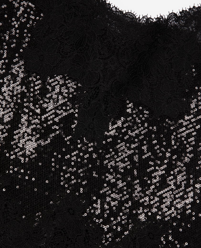 The Kooples WOMEN BLACK black sequin and lace camisole