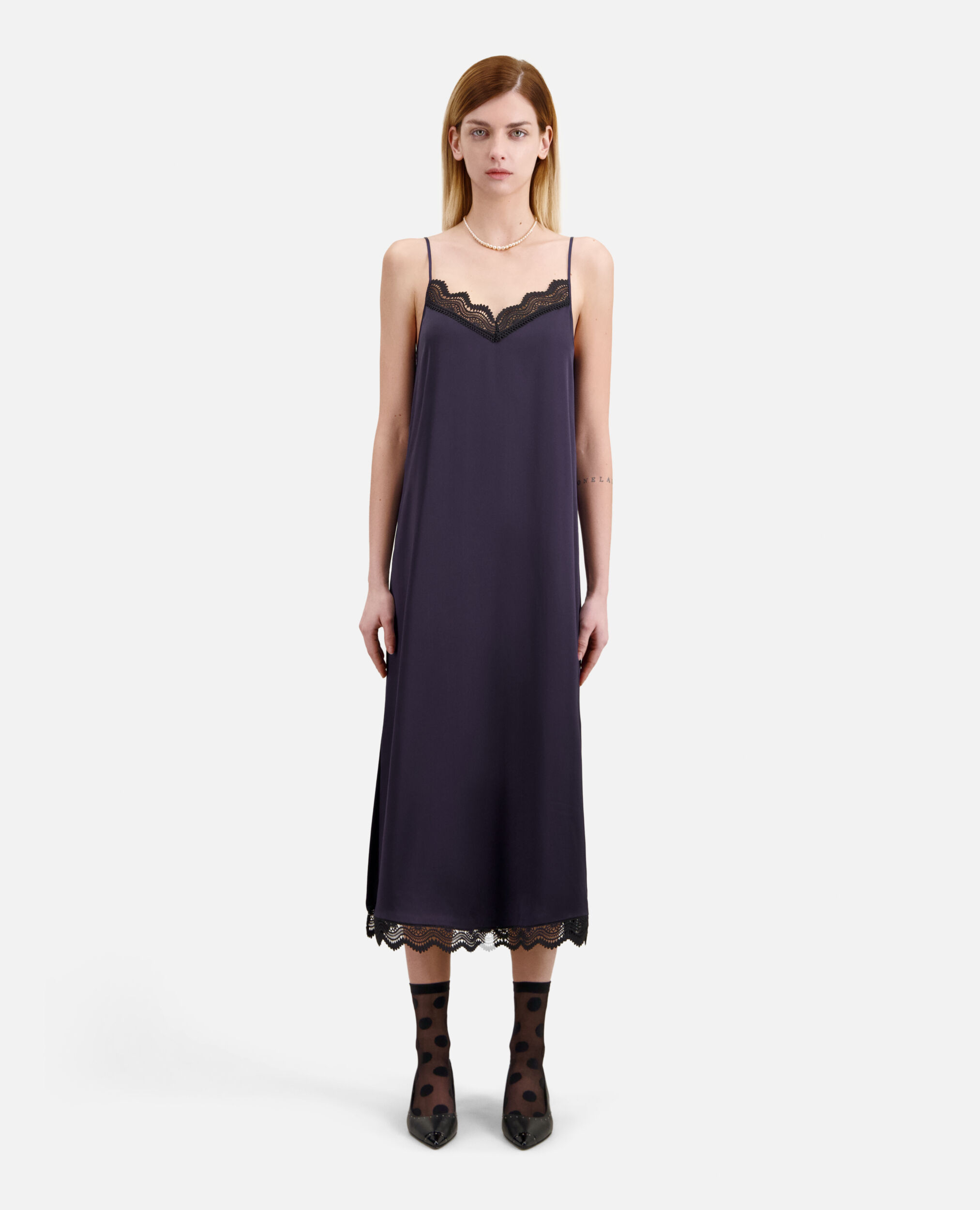 Long navy blue slip dress, NAVY, hi-res image number null