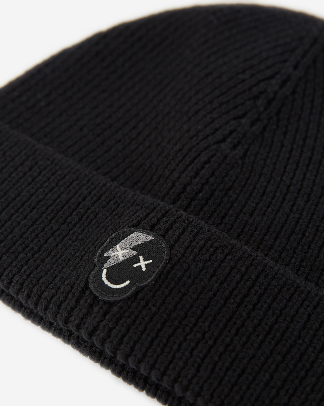 The Kooples MEN BLACK black wool beanie with skull badge