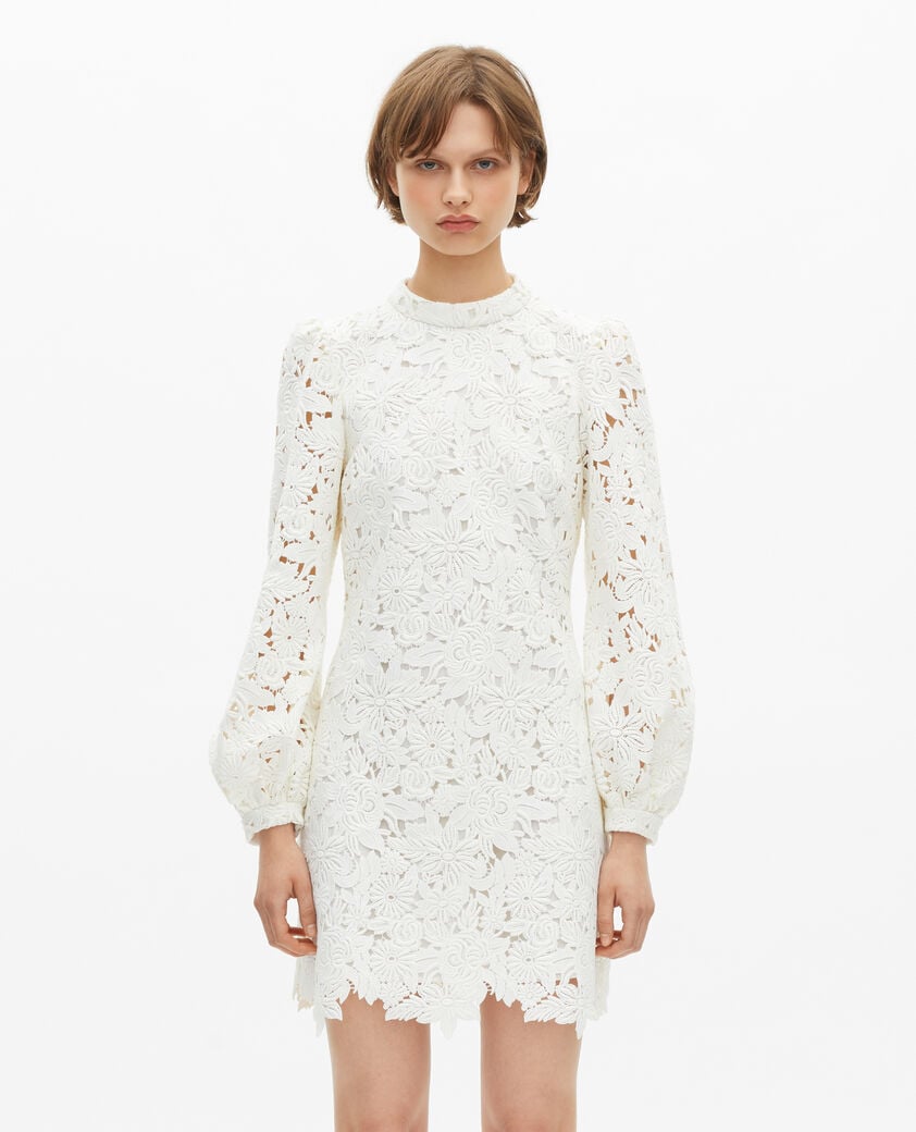 The Kooples WOMEN ECRU short dress in ecru floral lace