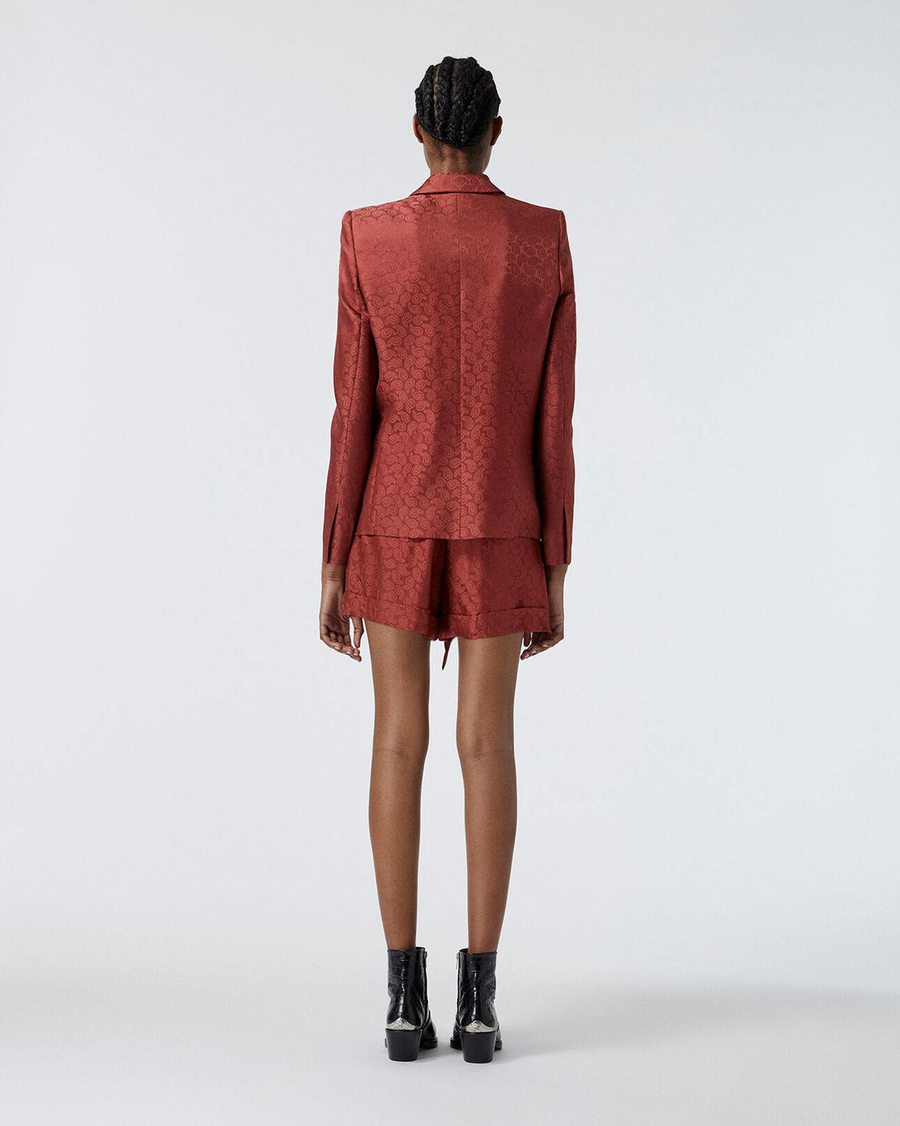 The Kooples DAMEN PINK satinierter blazer aus rosa jacquardgewebe
