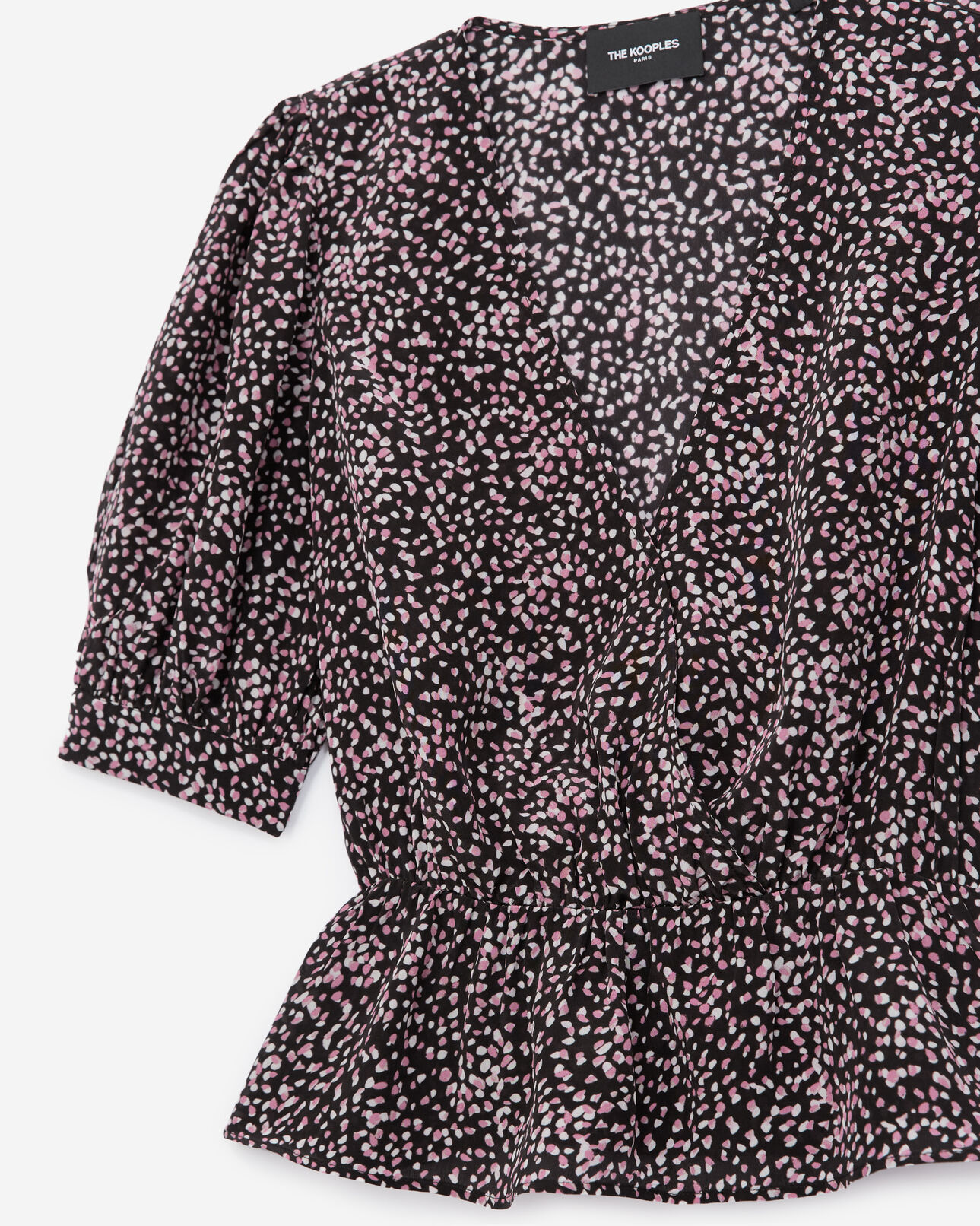 The Kooples WOMEN BLACK / PINK flowing black and pink polka-dot top
