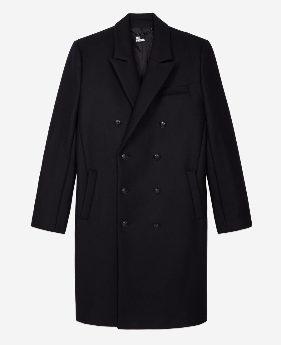 manteau noir long en laine