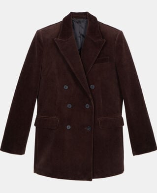 The Kooples FEMME BROWN veste tailleur en velours côtelé marron